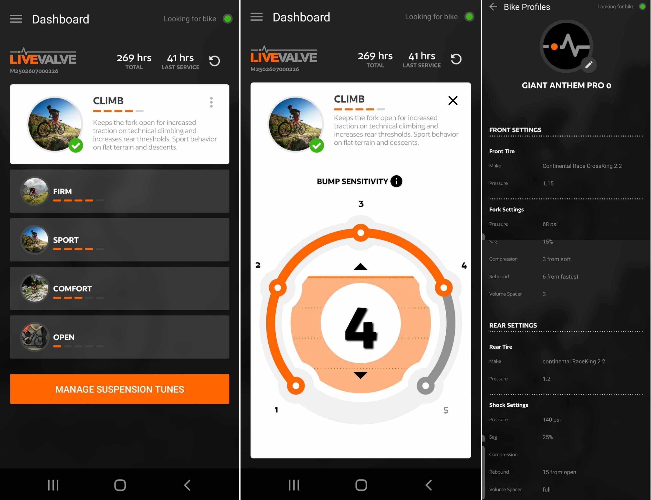 LiveVave applikációban Zsombor beállításai